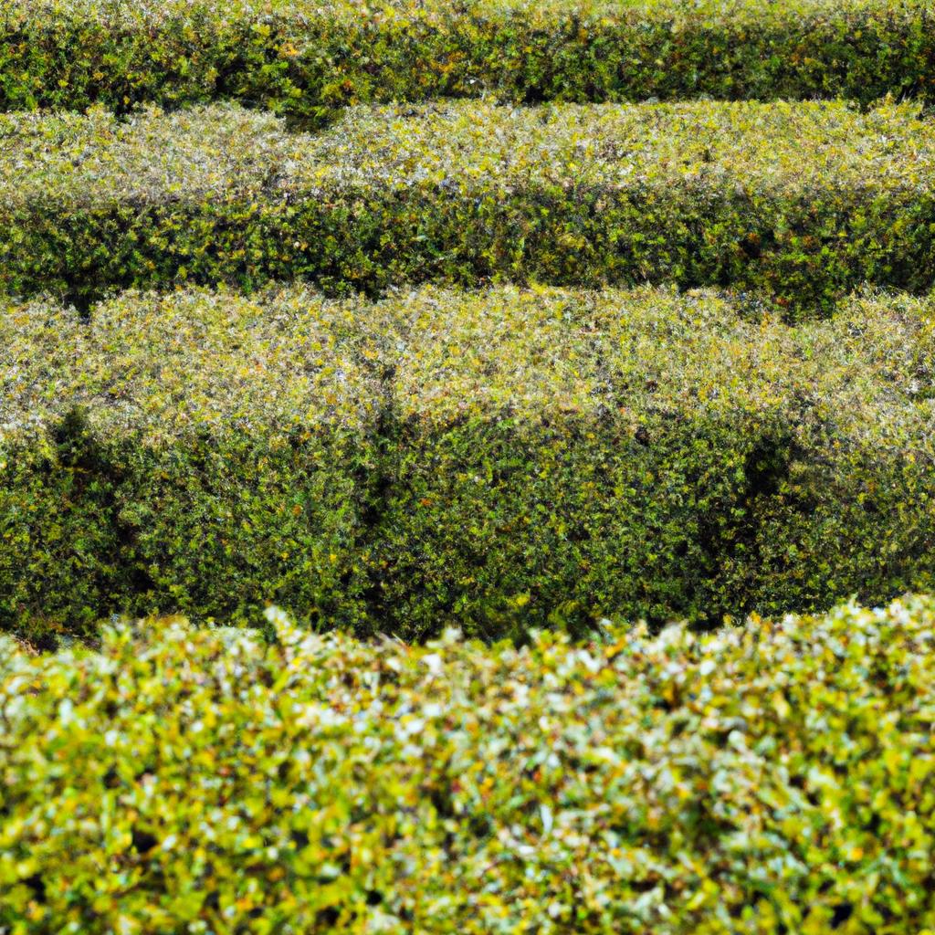 The intricate design of the hedge labyrinth is best appreciated from above.
