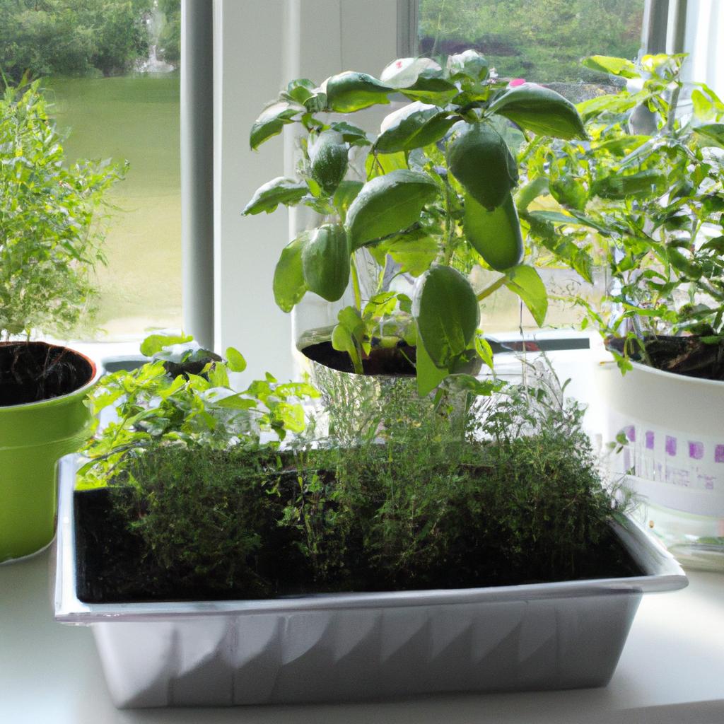 Herbs thriving in a small space