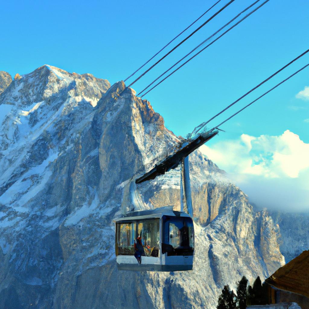 The highest gondola in the world is situated in the midst of majestic mountain ranges.