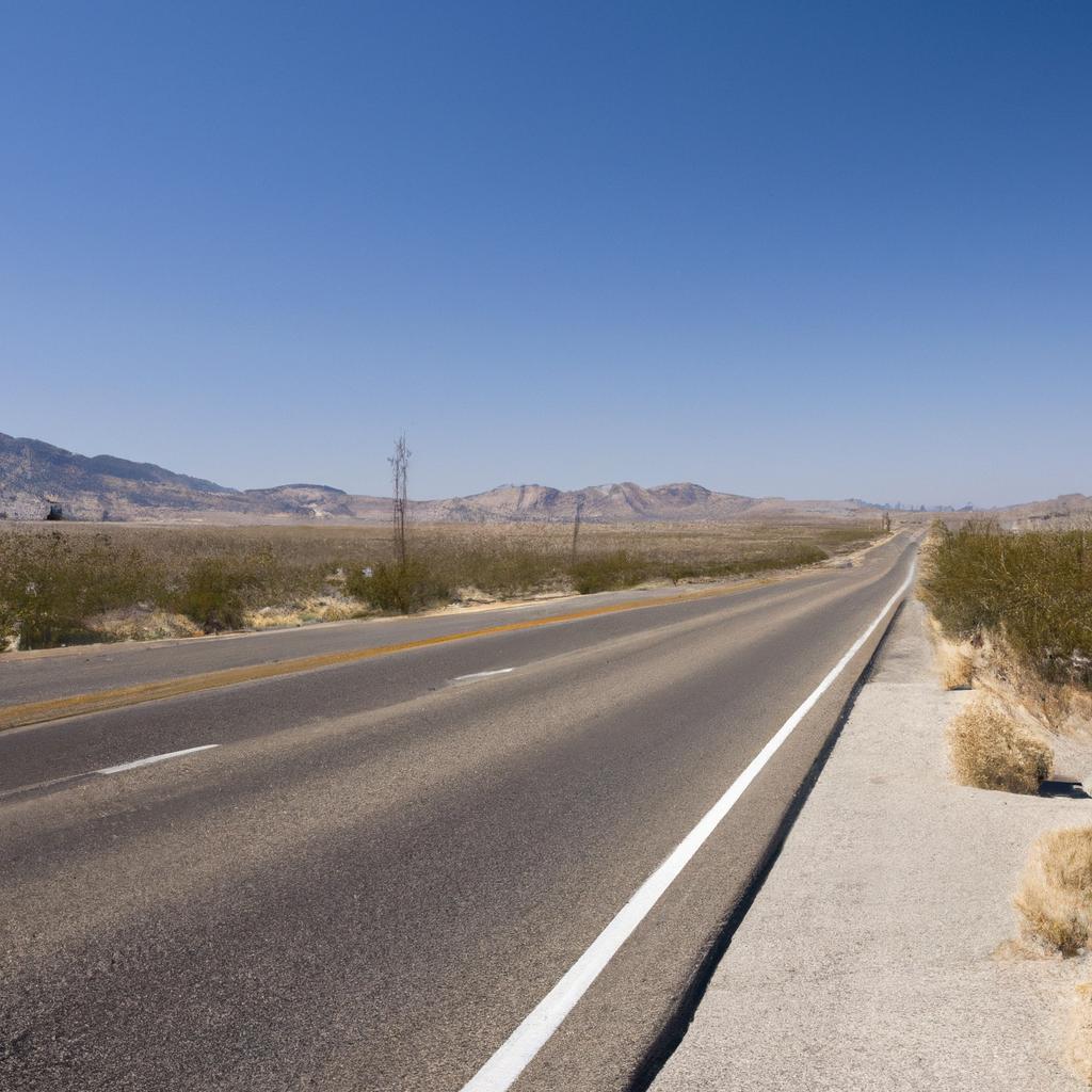 Driving through the Mojave Desert on Route 66