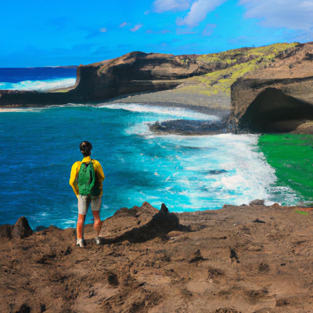 The green sand beach in Hawaii offers stunning views from the surrounding cliffs