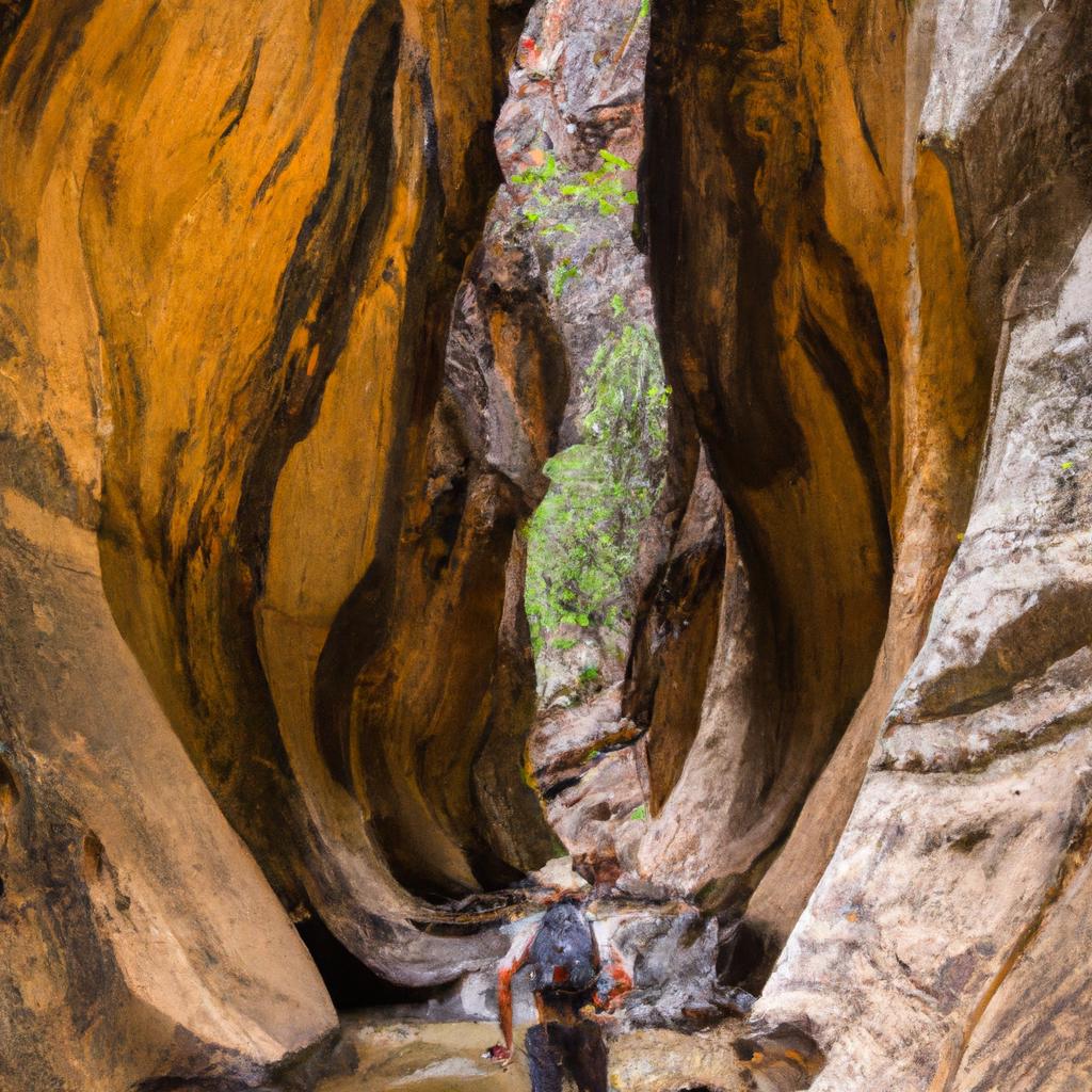 Navigating the winding slot canyons of Zion National Park
