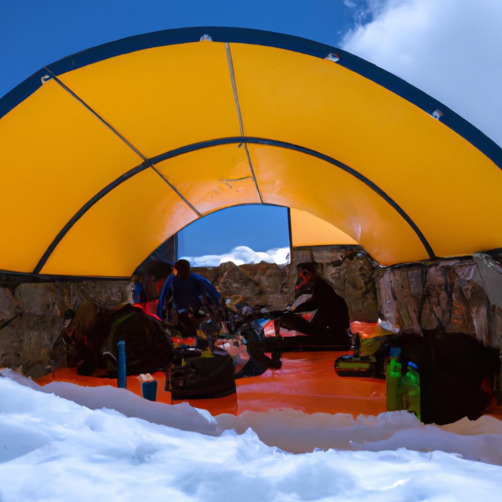 Take a break from your hike and enjoy the snowy scenery in a bivouac shelter.