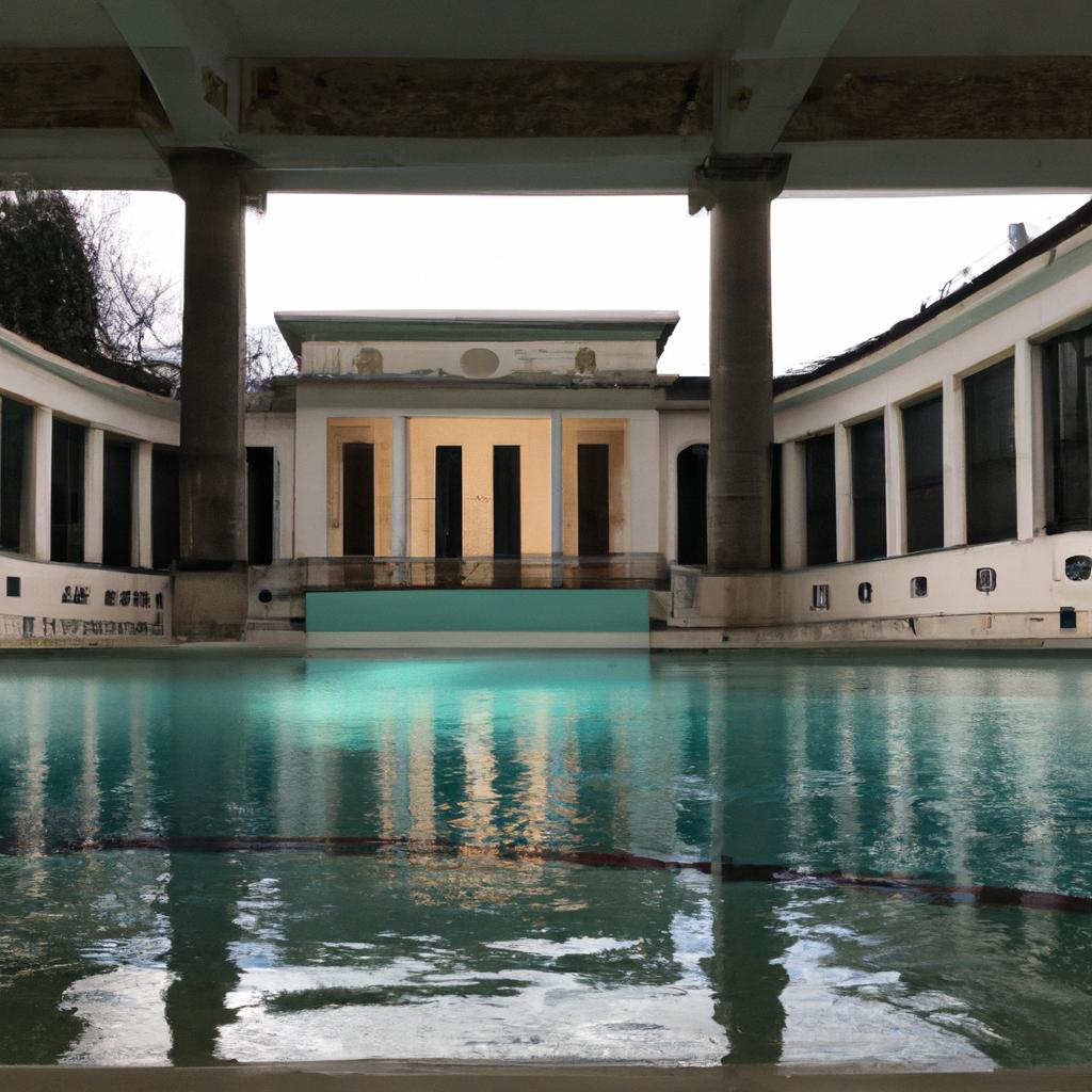 Relive the charm of ancient Rome while swimming in this historic public pool