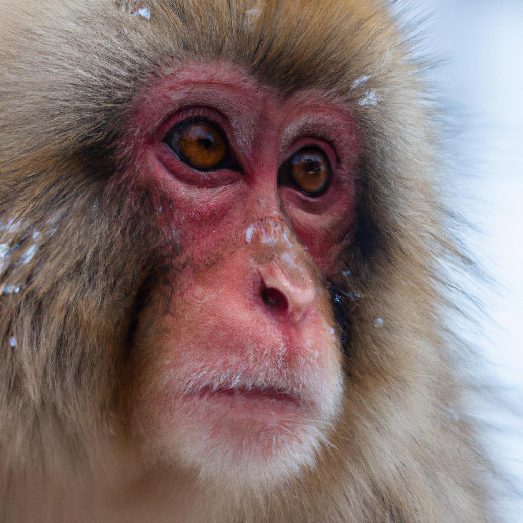 Snow monkeys have distinctive pink faces that turn red when they are angry or excited.