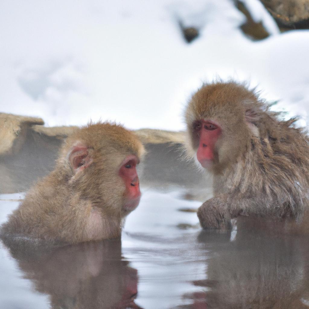 Snow monkeys are well-adapted to the cold and snowy weather in Hokkaido.