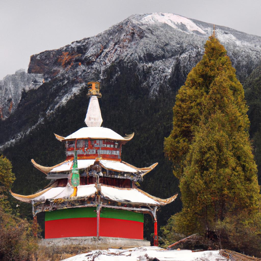 The traditional Chinese pagoda in Huanglong is a testament to its rich history and culture.