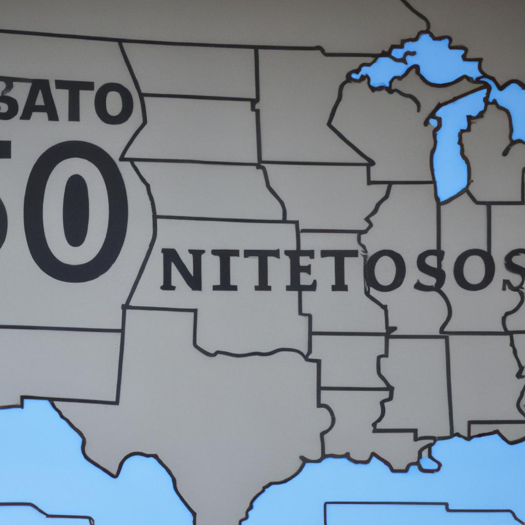 The route taken by Hwy 50 as it crosses through several states in the US