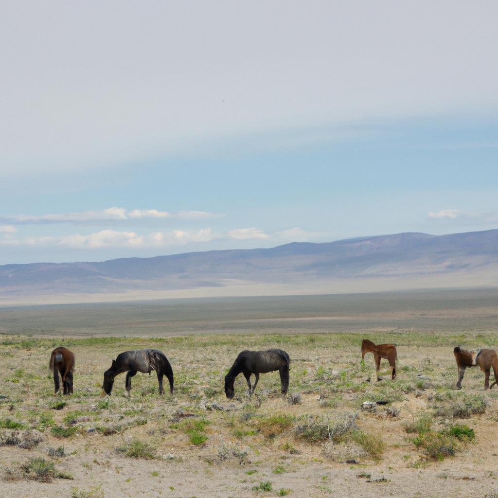 The wild horses of Nevada roam free near I-95