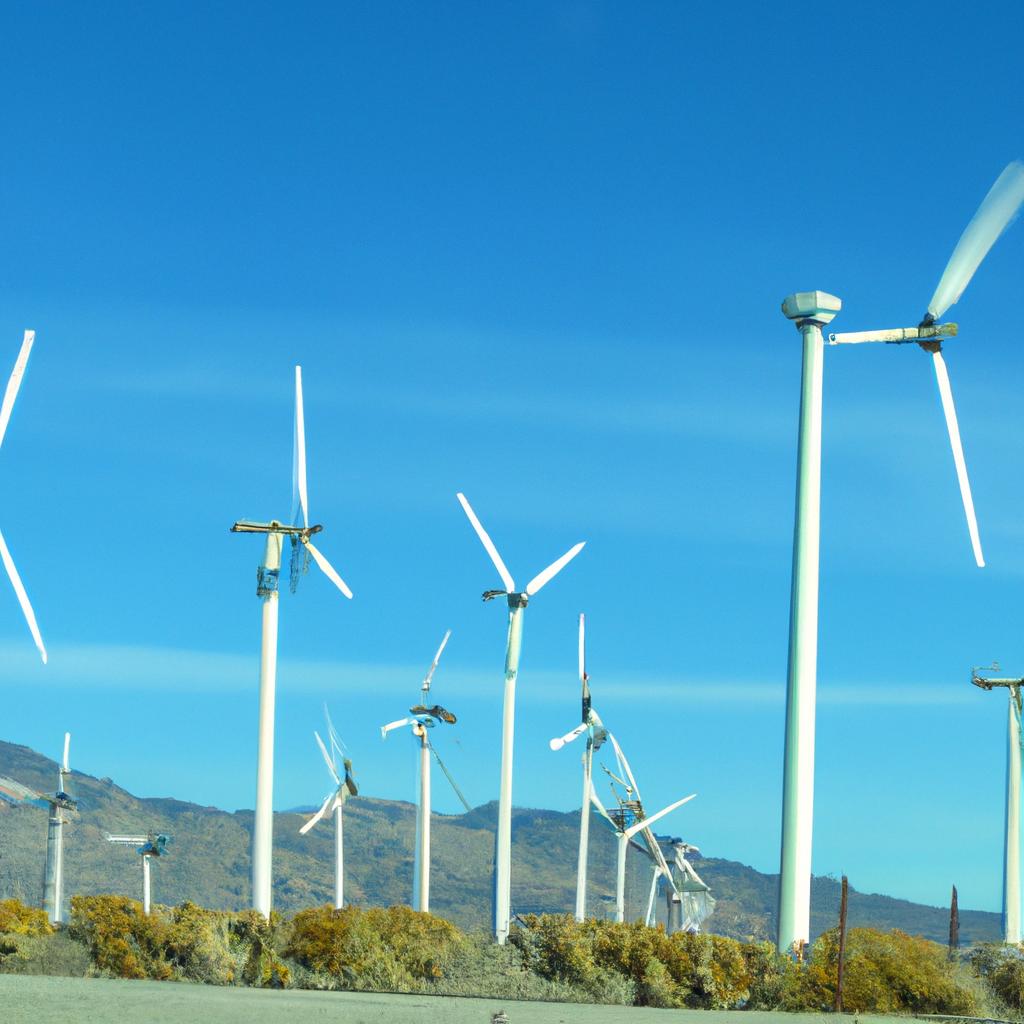 Clean energy is generated by wind turbines near I-95 in Nevada