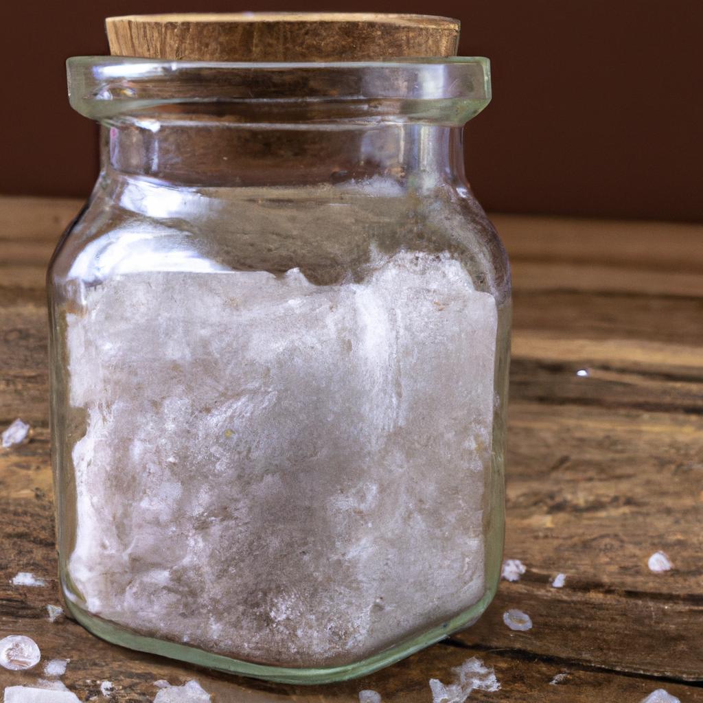 Ibex salt crystals in a rustic jar