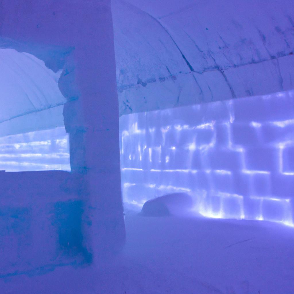 The ice hotel in Ice City is not only a unique place to stay, but also a work of art with intricate designs carved into the walls.