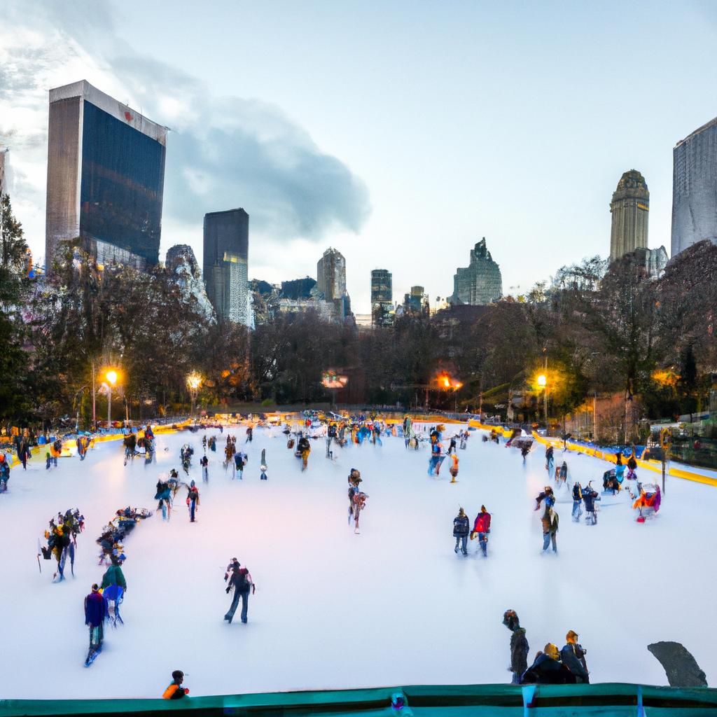 Wollman Rink in Central Park is a popular spot for ice skating in the winter months.