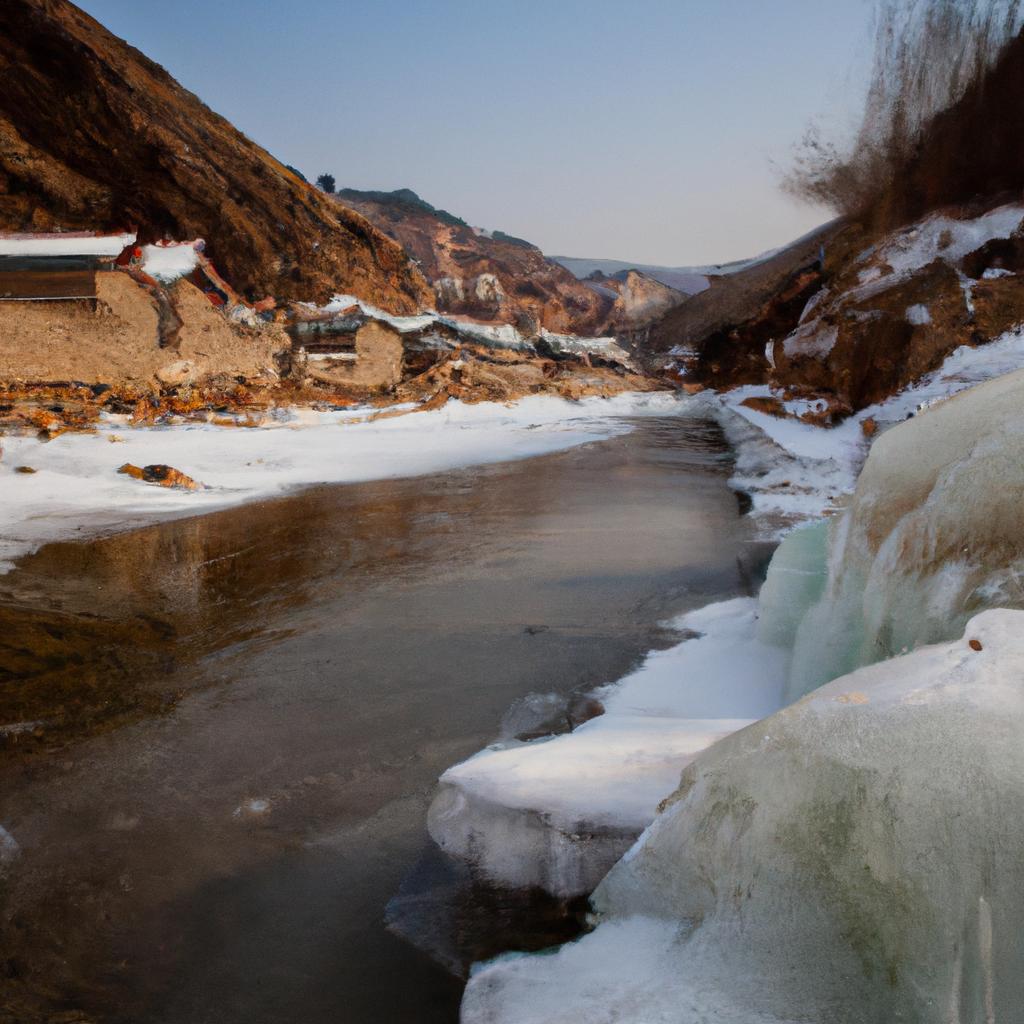 Frozen river in Ice Village China