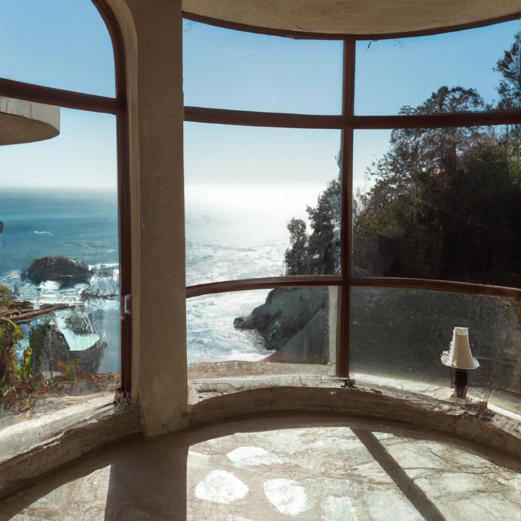 Relaxing in the cozy interior of McWay Waterfall House while taking in the breathtaking ocean view
