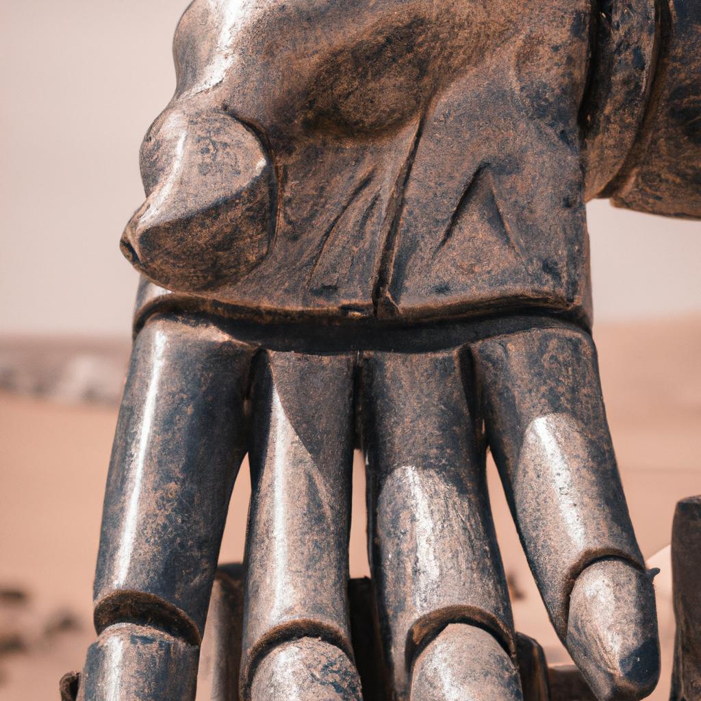 The Hand of the Desert sculpture features intricate details and a unique design