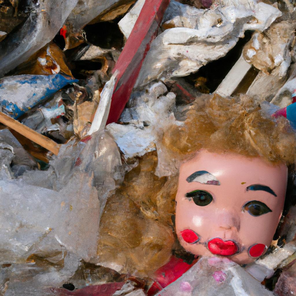 A doll's face peeking out from a pile of debris on Isla de las Munecas