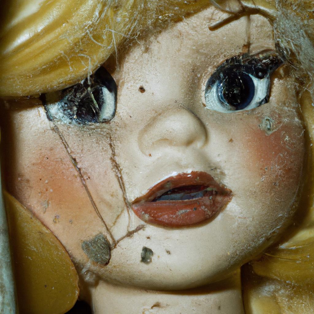 This doll on the Island of the Dead Dolls has seen better days, covered in dirt and cobwebs