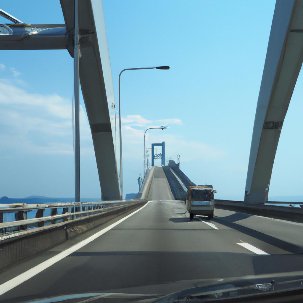 The Japan Eshima Ohashi Bridge is known for its steep incline that gives the illusion of a rollercoaster ride.