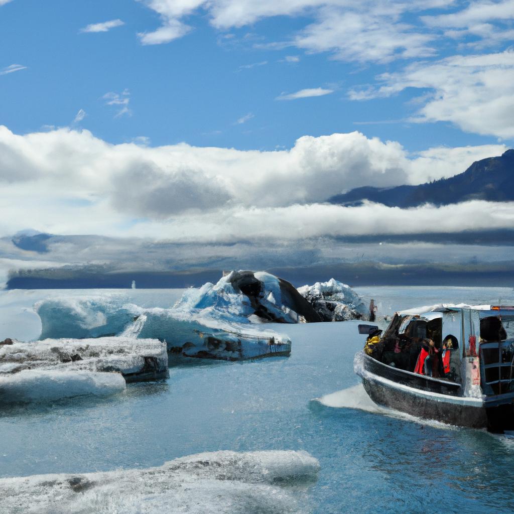 Exploring Jokulsarlon glaciers on a boat tour