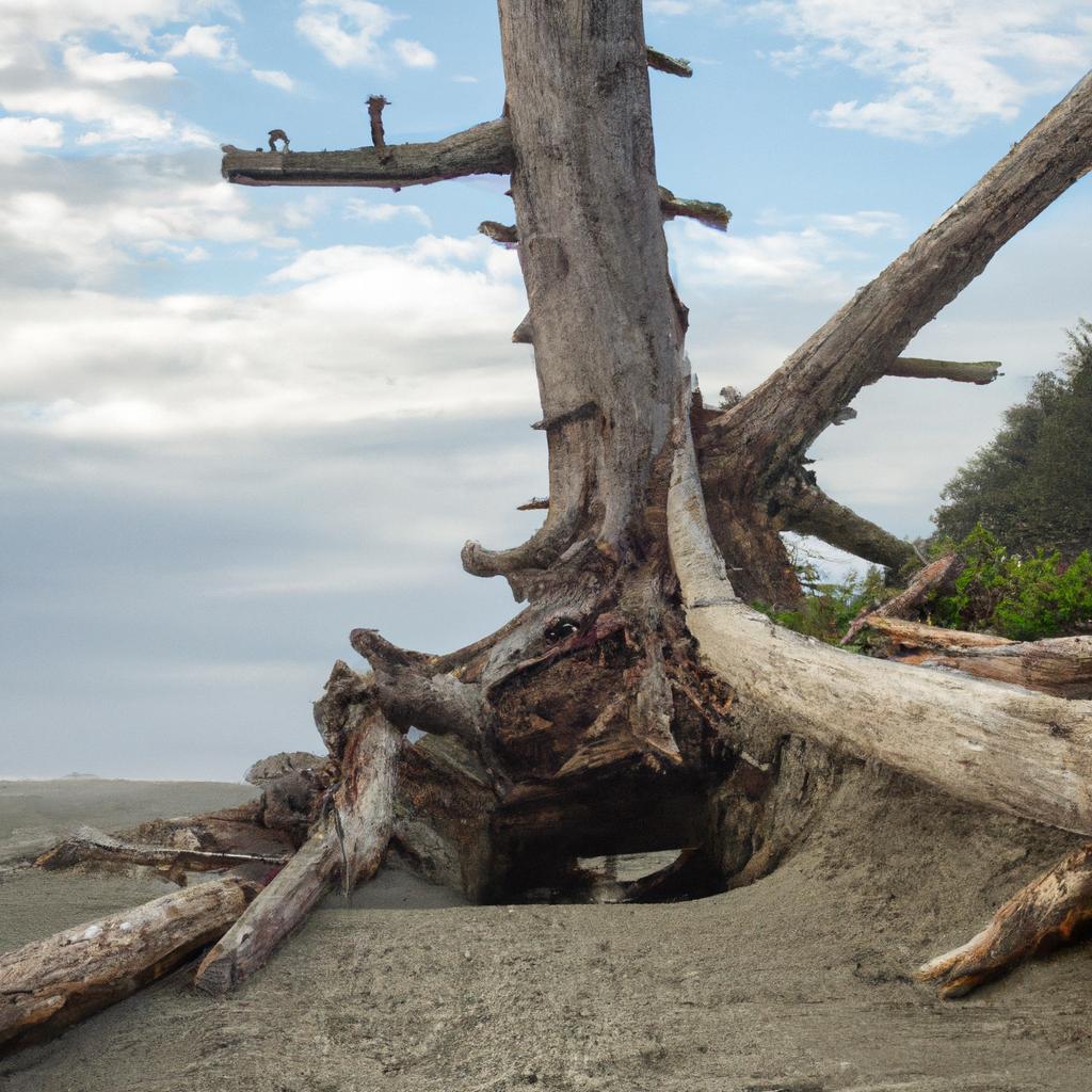 Tourists taking in the beauty of the Kalaloch Beach Tree.
