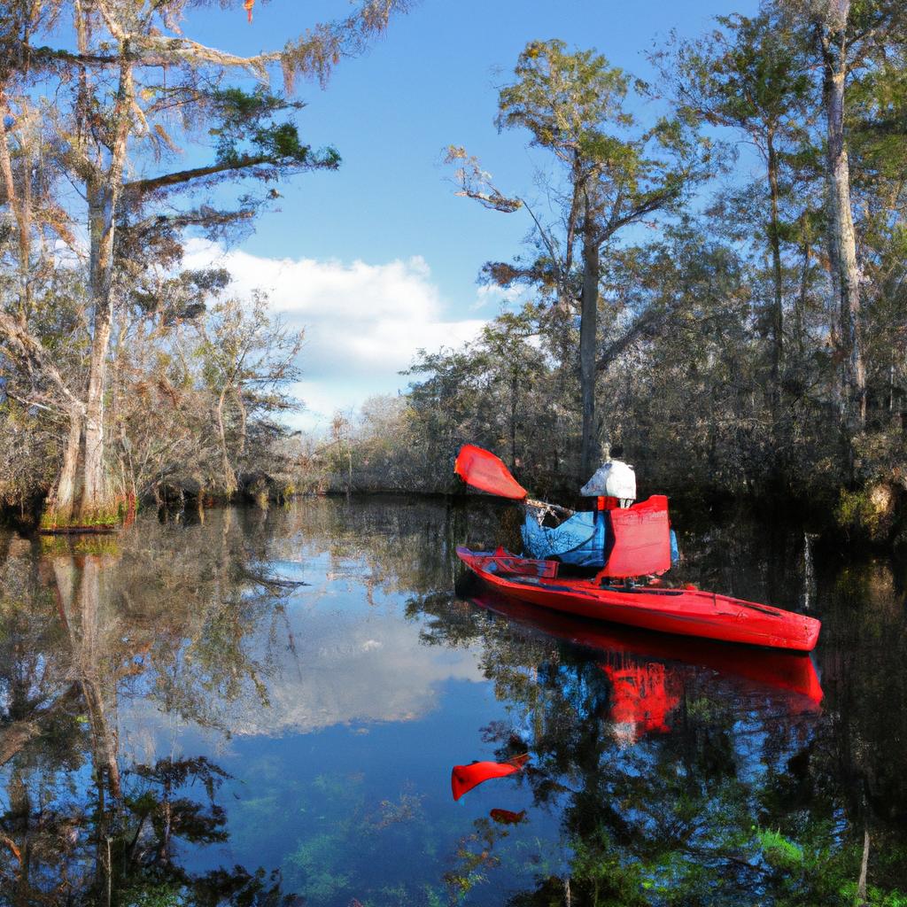 Kayaking through the calm waters of Cypress Springs in Florida