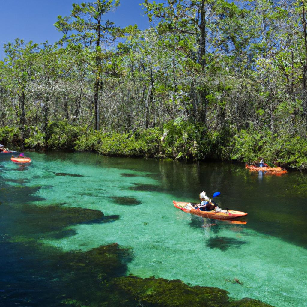Kayaking in the crystal clear water of Cypress Spring Florida