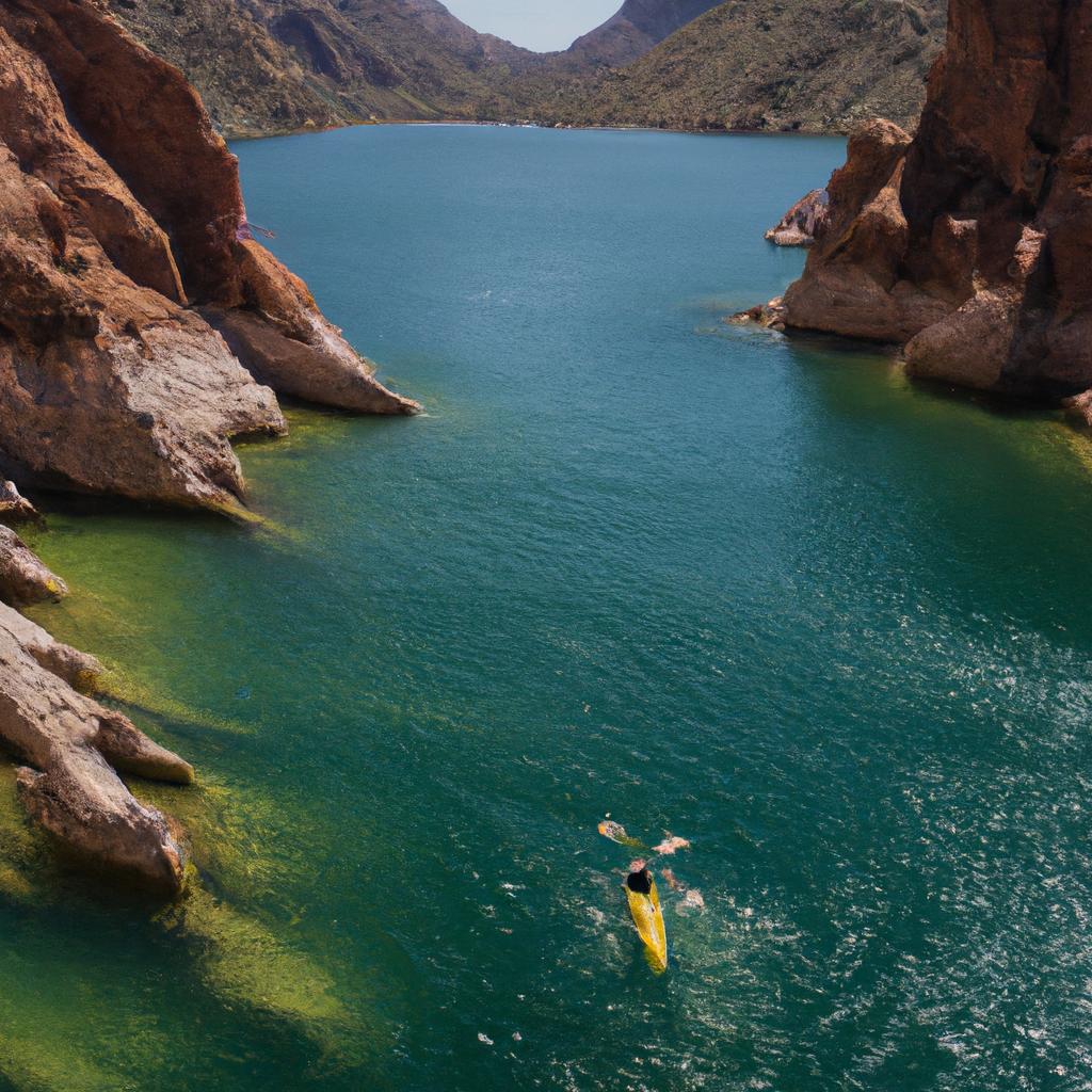 Kayaking in the turquoise waters of Lake Powell in Arizona is a unique and unforgettable experience.