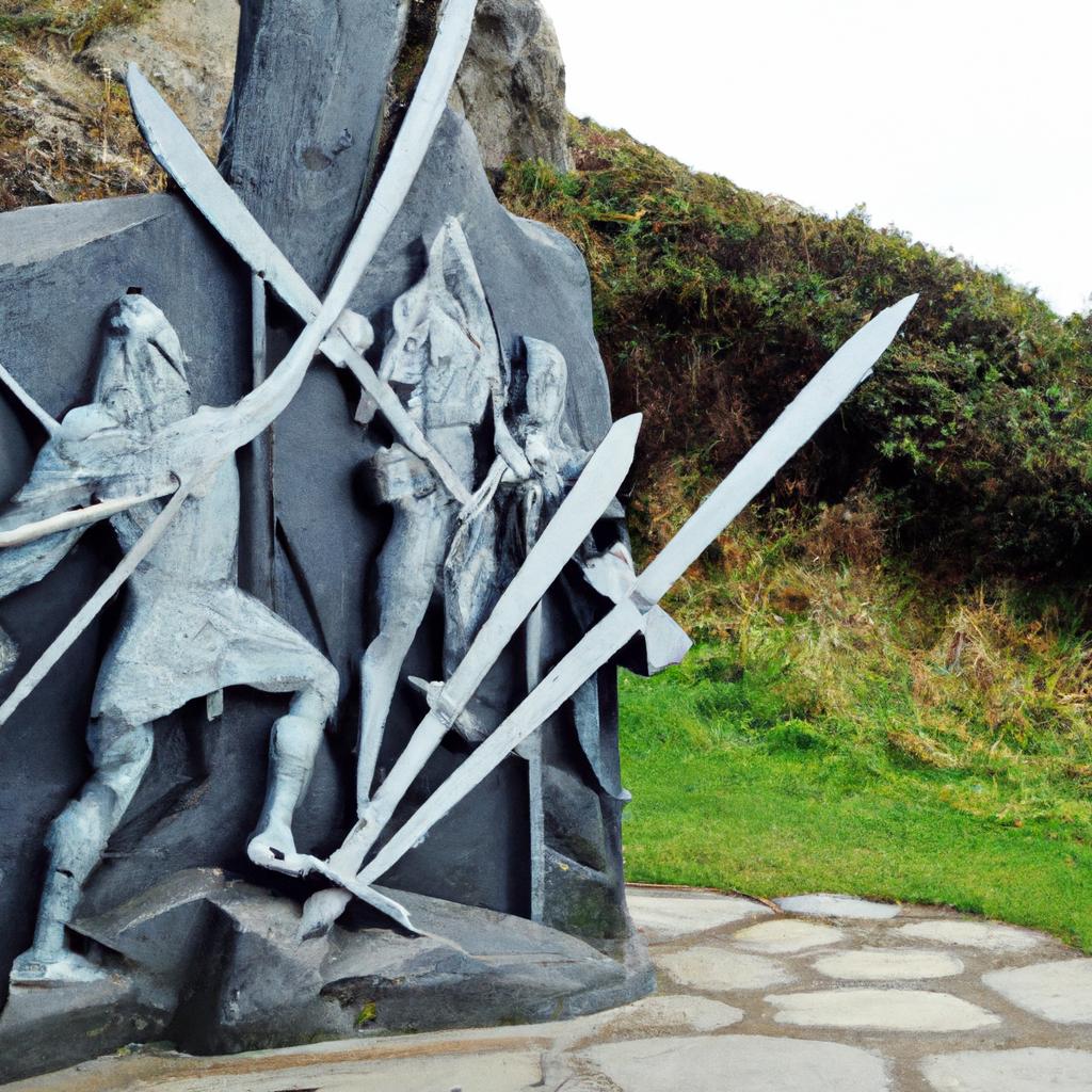 The Swords in Rock Monument depicting the legend of King Arthur