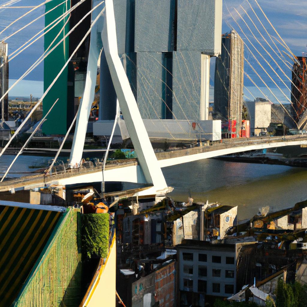 The rooftop of Kubuswoningen Rotterdam provides a stunning panoramic view of the city