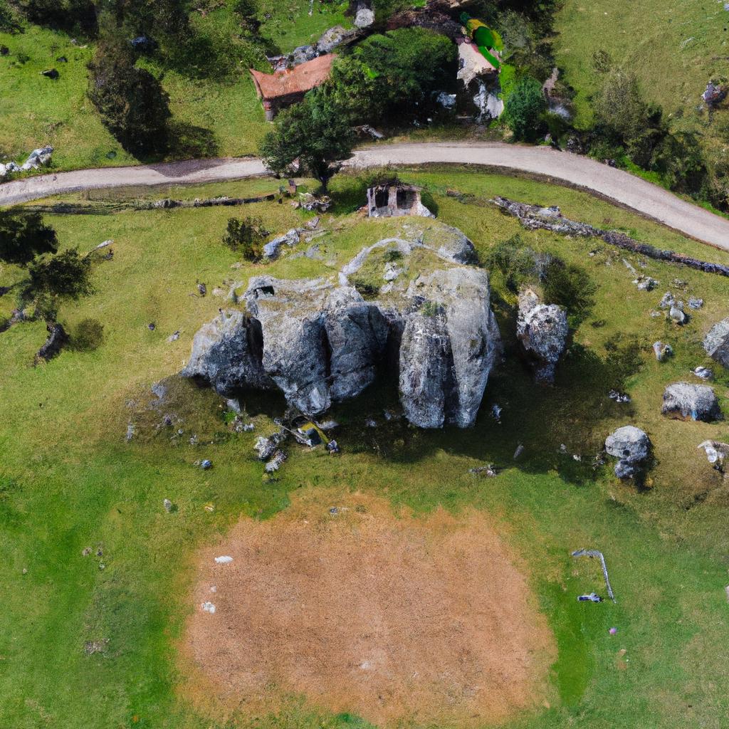 Aerial view of La Piedra Peol gives a unique perspective on its size and shape.