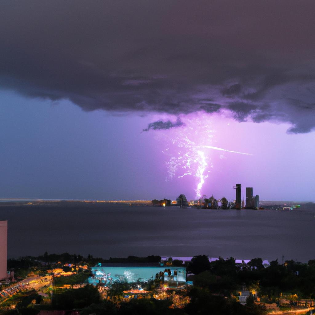 The lightning in Lago de Maracaibo can be seen from miles away, providing a stunning backdrop to the city skyline.