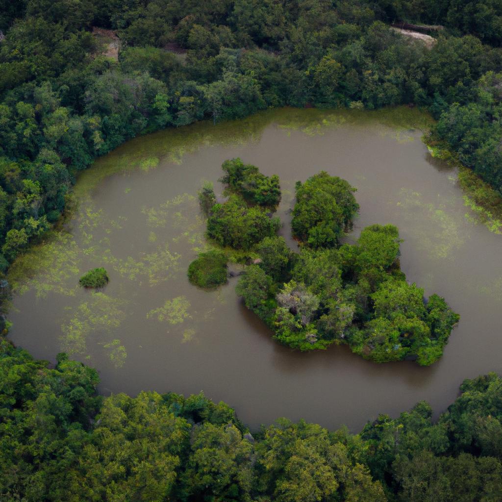 The aerial view of Lake Venus reveals its natural beauty and stunning surroundings