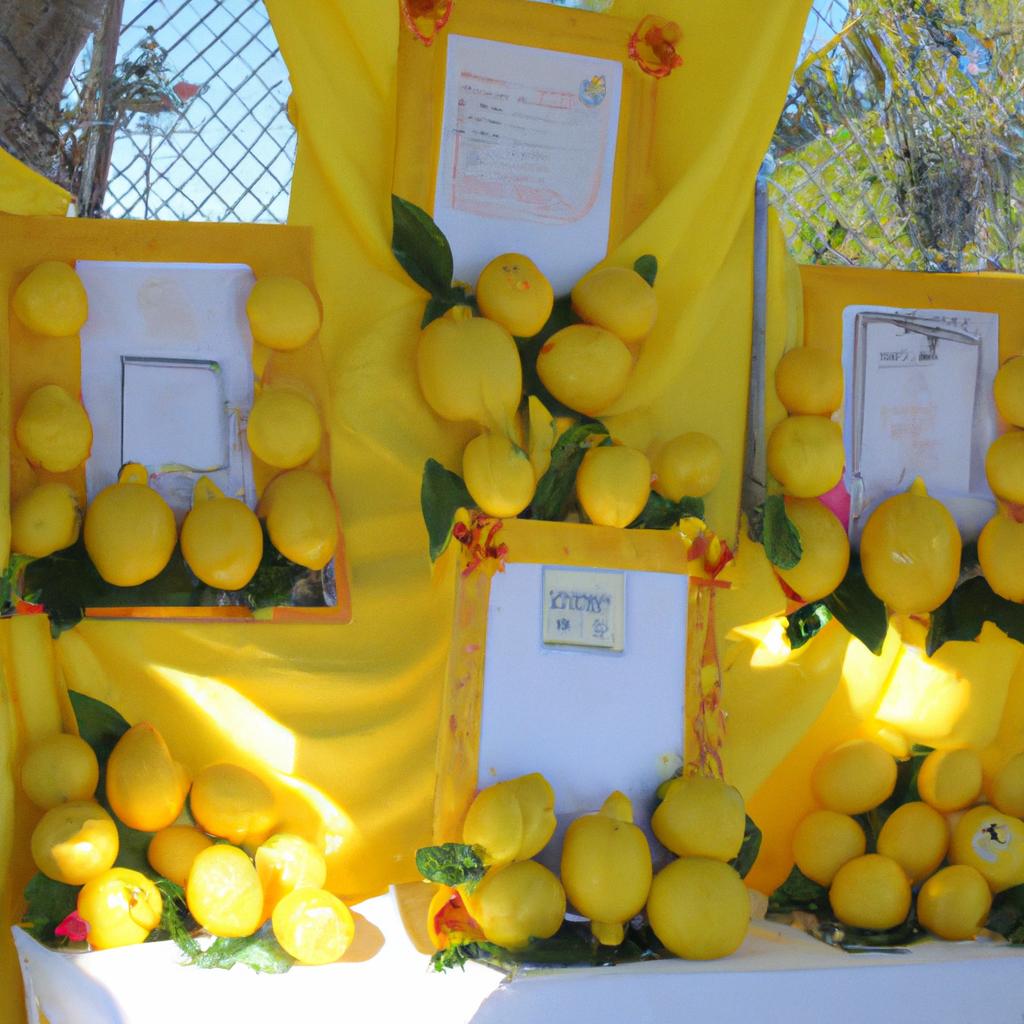 A beautiful display of lemon-themed artwork showcases the creativity of the Lemon Festival attendees.