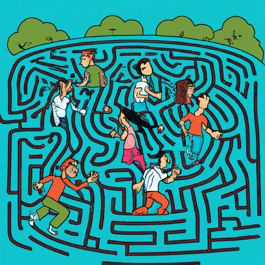 The group of people enjoying their time in the living maze