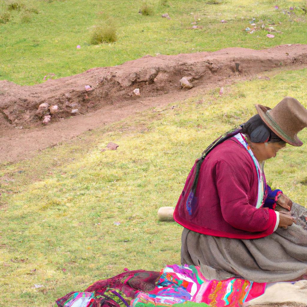 A local woman weaving traditional textiles in Vinicunca