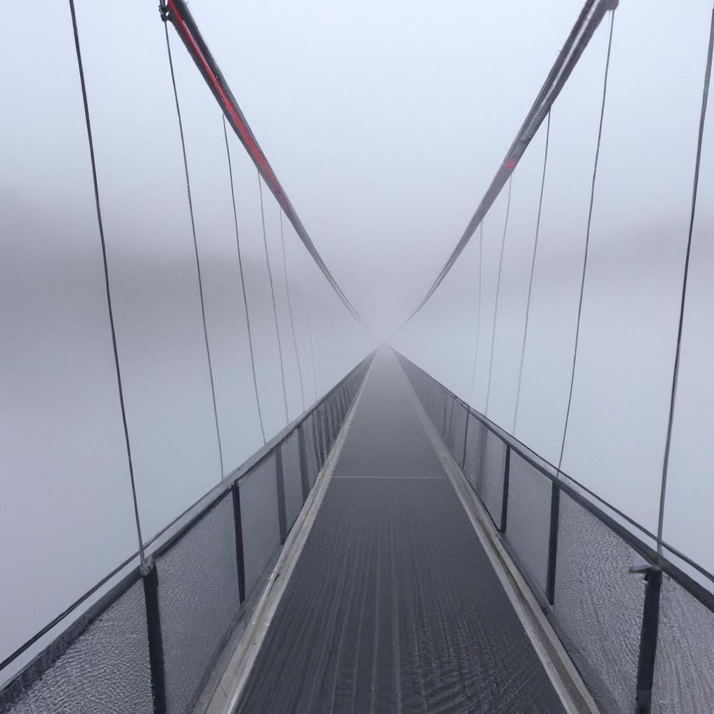 The longest suspension bridge in Switzerland can be both beautiful and eerie, especially when shrouded in fog that seems to envelop the bridge and its surroundings