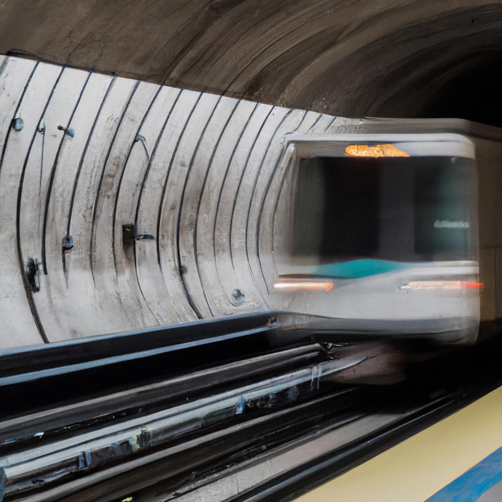 A subway train making its way through one of the many tunnels in Los Angeles