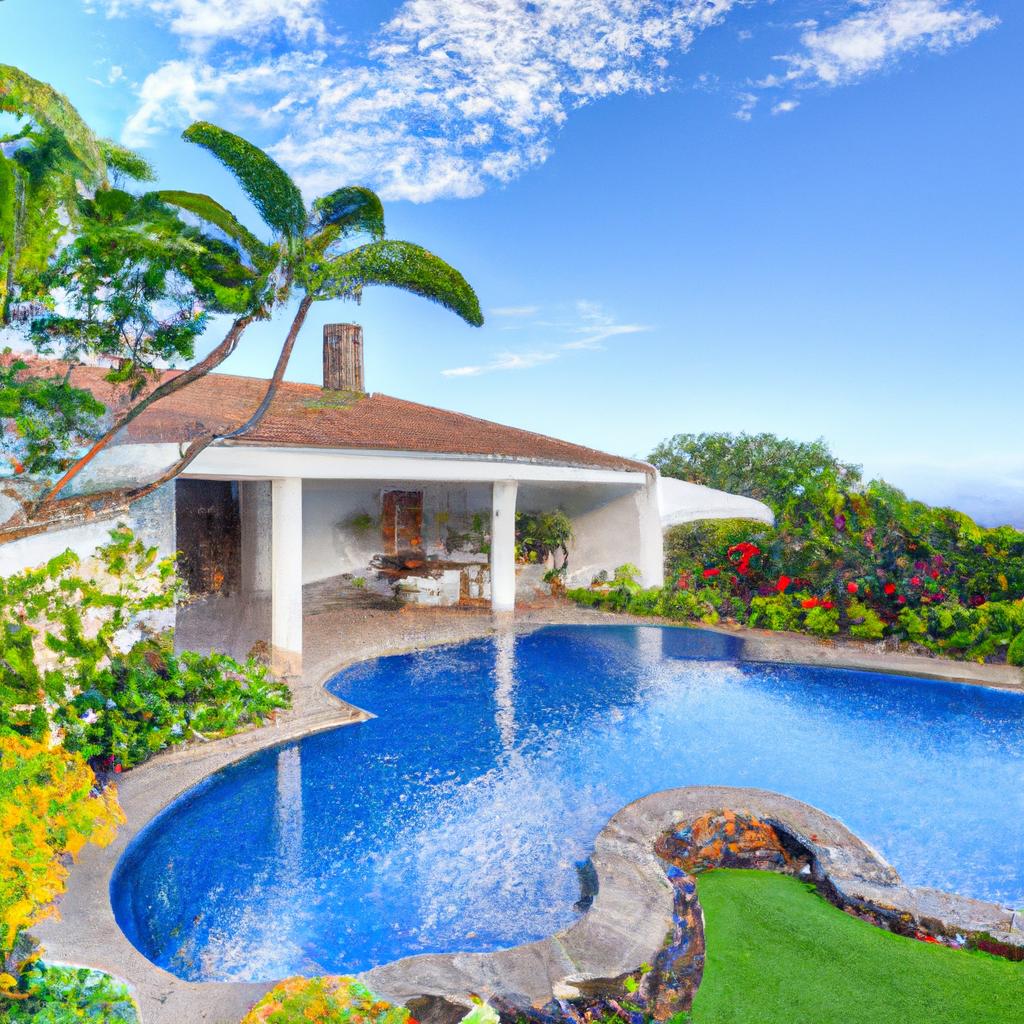 Relaxing in the private pool of our luxurious private villa in Hawaii