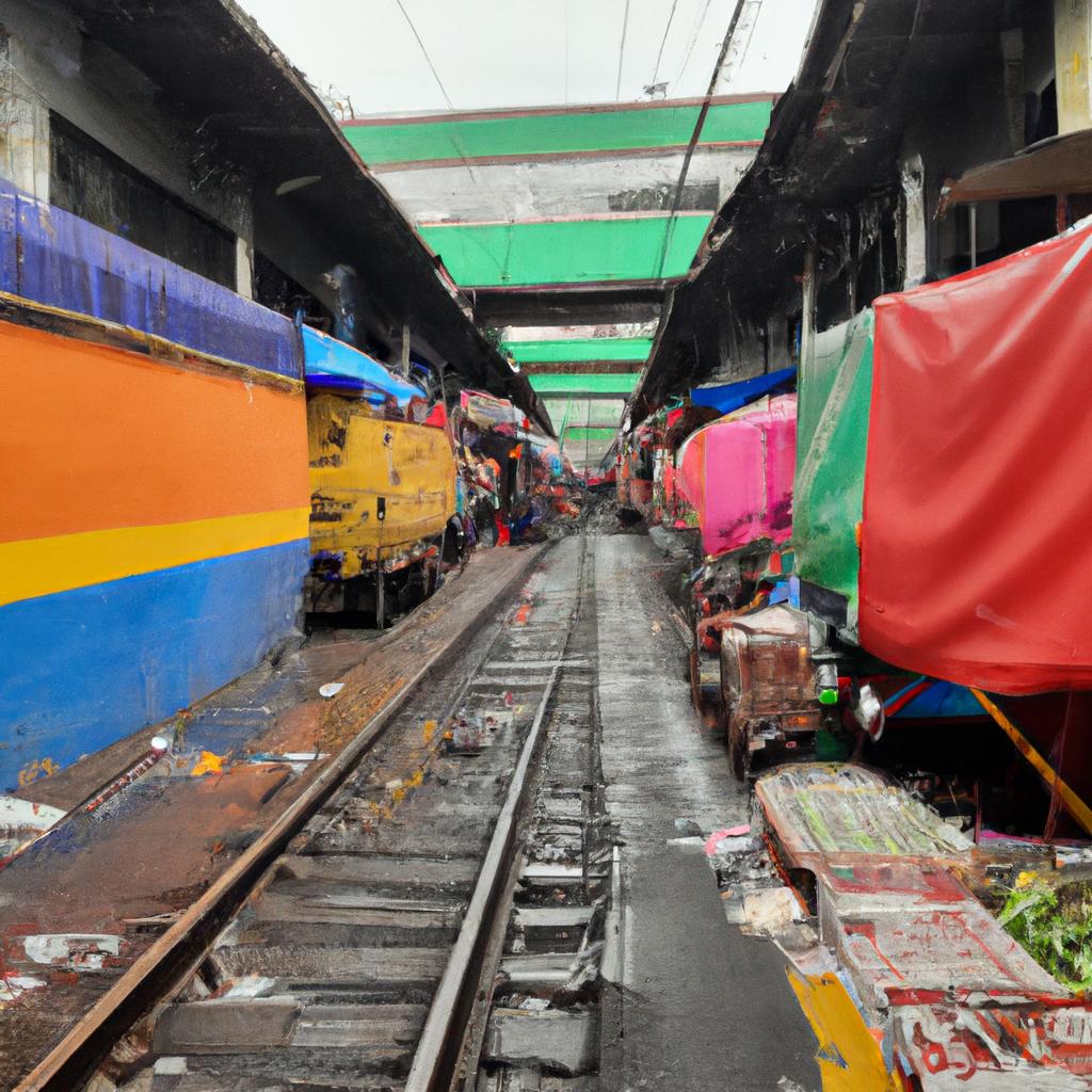 As the train approaches, vendors quickly pack up their stalls in a matter of seconds.