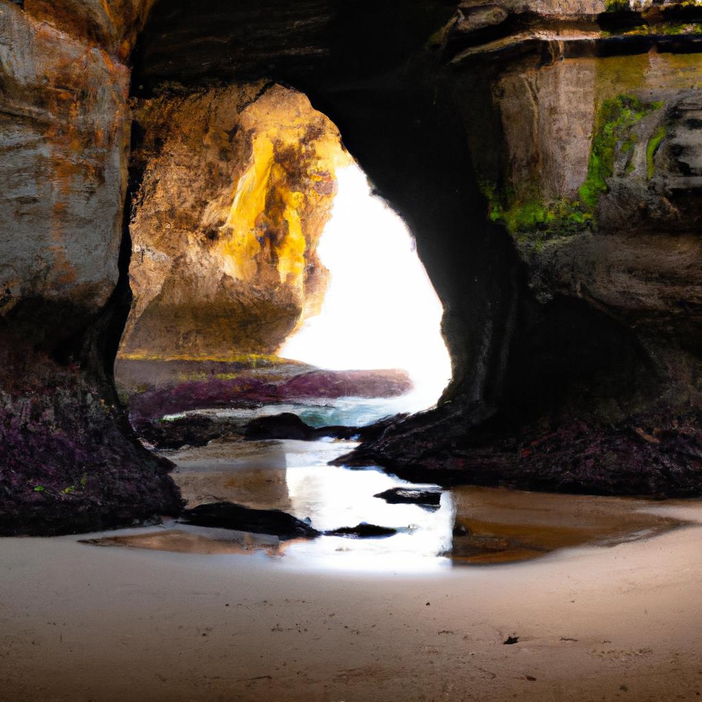 The majestic cathedral-like cave serves as the perfect backdrop for this beautiful beach
