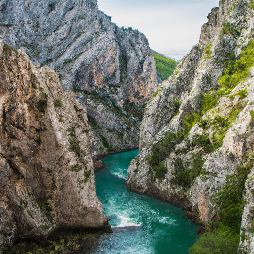 River Cetina rushing through a narrow canyon in a majestic setting.