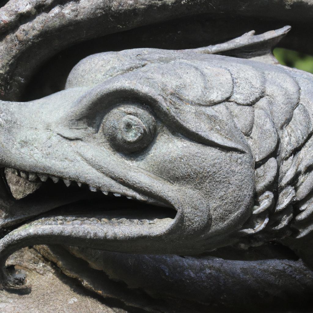 This sea serpent statue looks like it could be straight out of a medieval castle or dungeon.