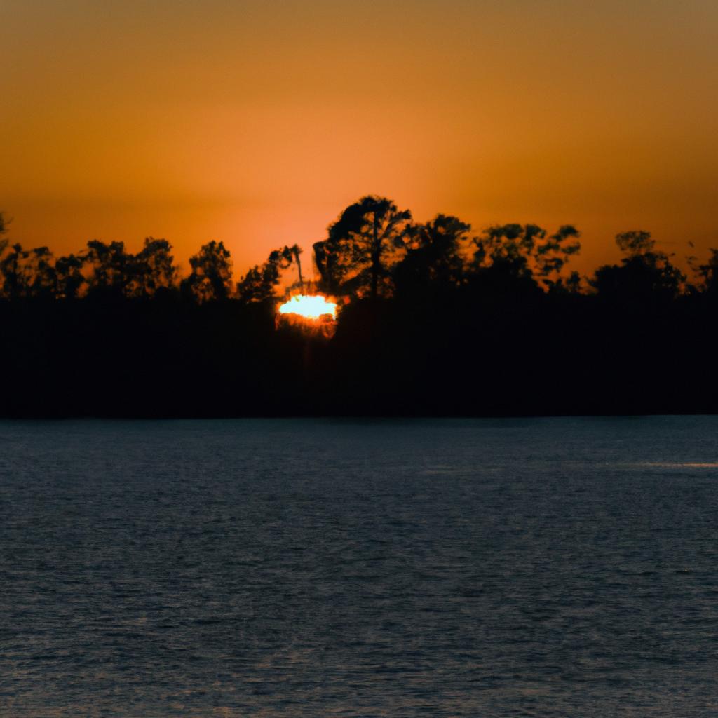 Mesmerizing sunset over the horizon of Cypress Springs in Florida