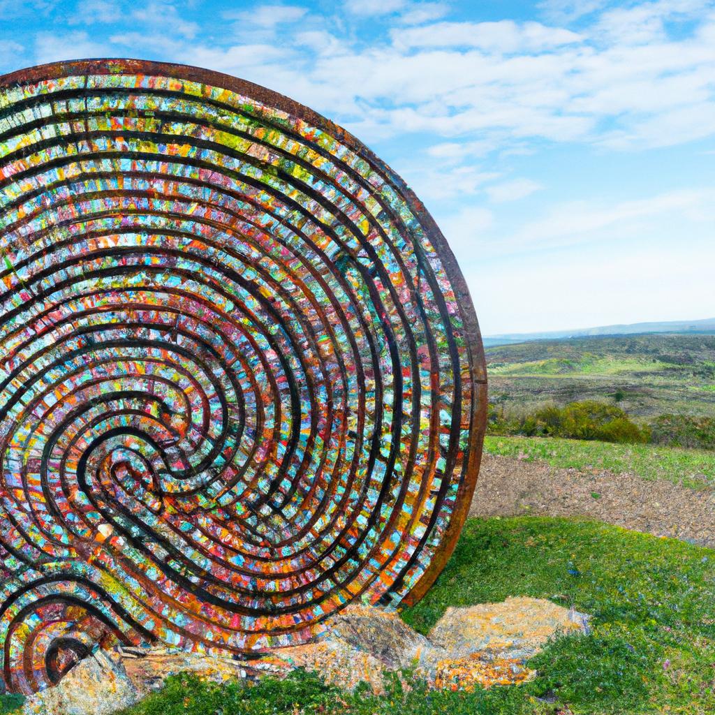 The metal disc sculpture at Gibbs Farm is a beautiful example of art meeting nature.