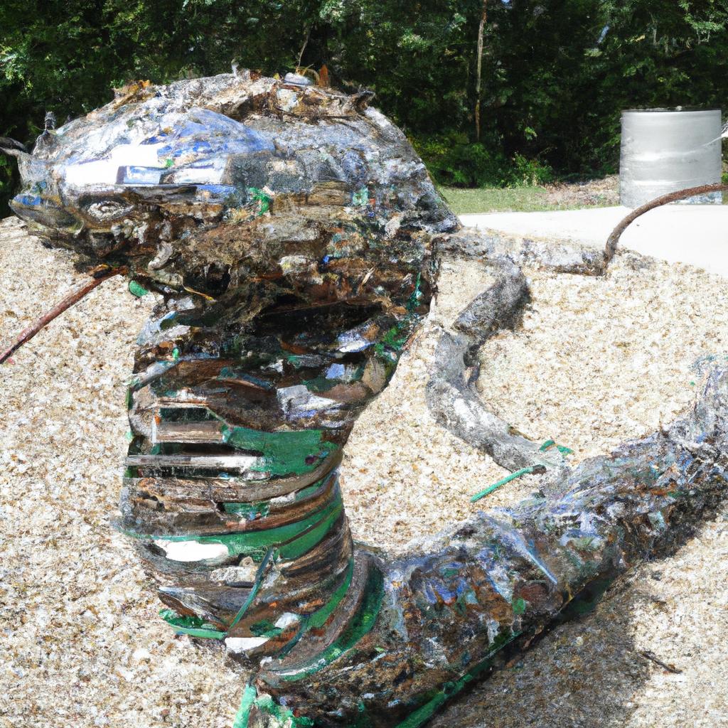 This eco-friendly metal snake sculpture is a great example of sustainable art