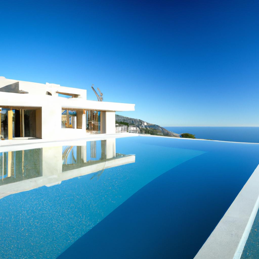 The infinity pool offers stunning views of the surrounding landscape