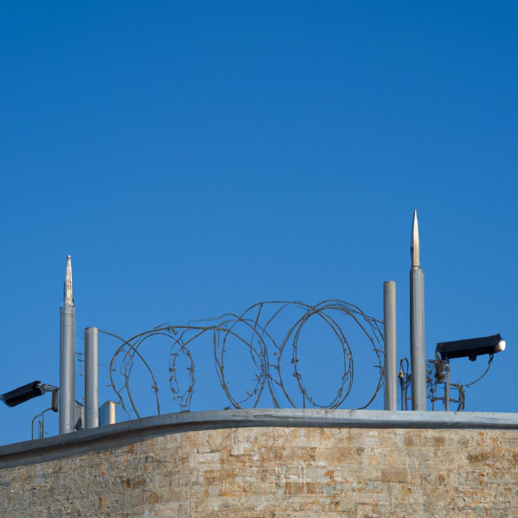 The modern fort wall is equipped with advanced security measures.