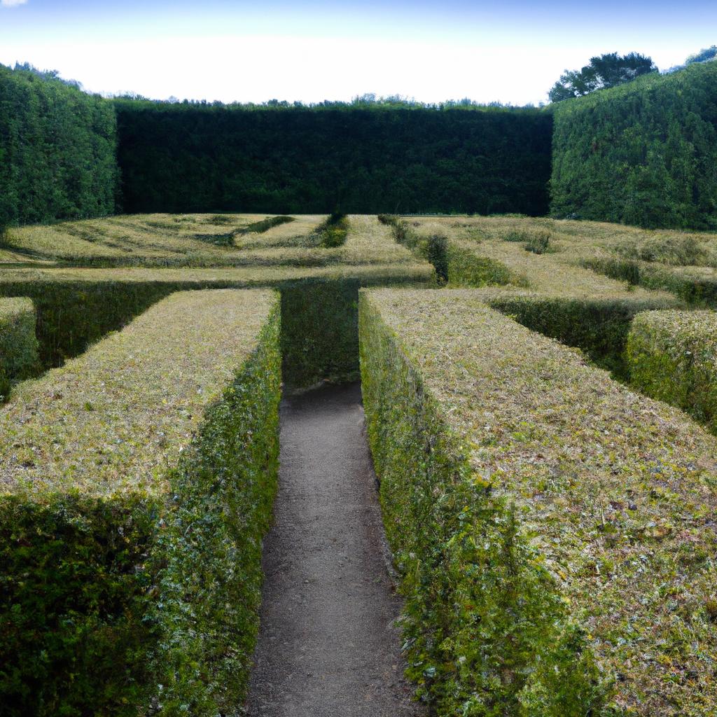 This modern hedge maze design incorporates sleek lines and contemporary elements, offering a fresh take on a classic concept.