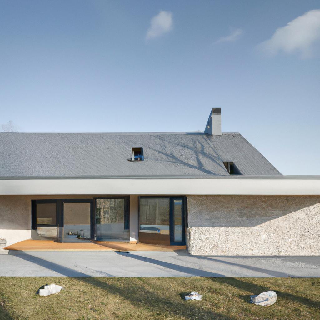 This stone house offers a contemporary take on traditional architecture with its sleek lines and minimalist aesthetic.